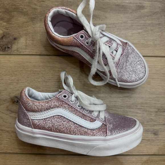 Vans Other - Vans Old Skool Pink Glitter Skate Sneakers Kids Size 12.0 Low Top Shoes